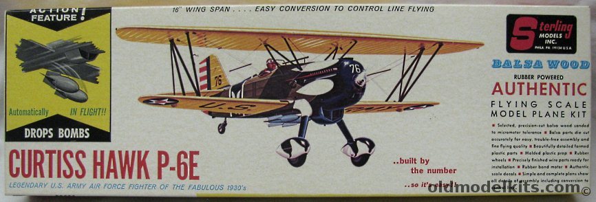 Sterling Curtiss P-6E Hawk - 16 Inch Wingspan Flying Model Aircraft that Drops Bombs in Flight, A10 plastic model kit